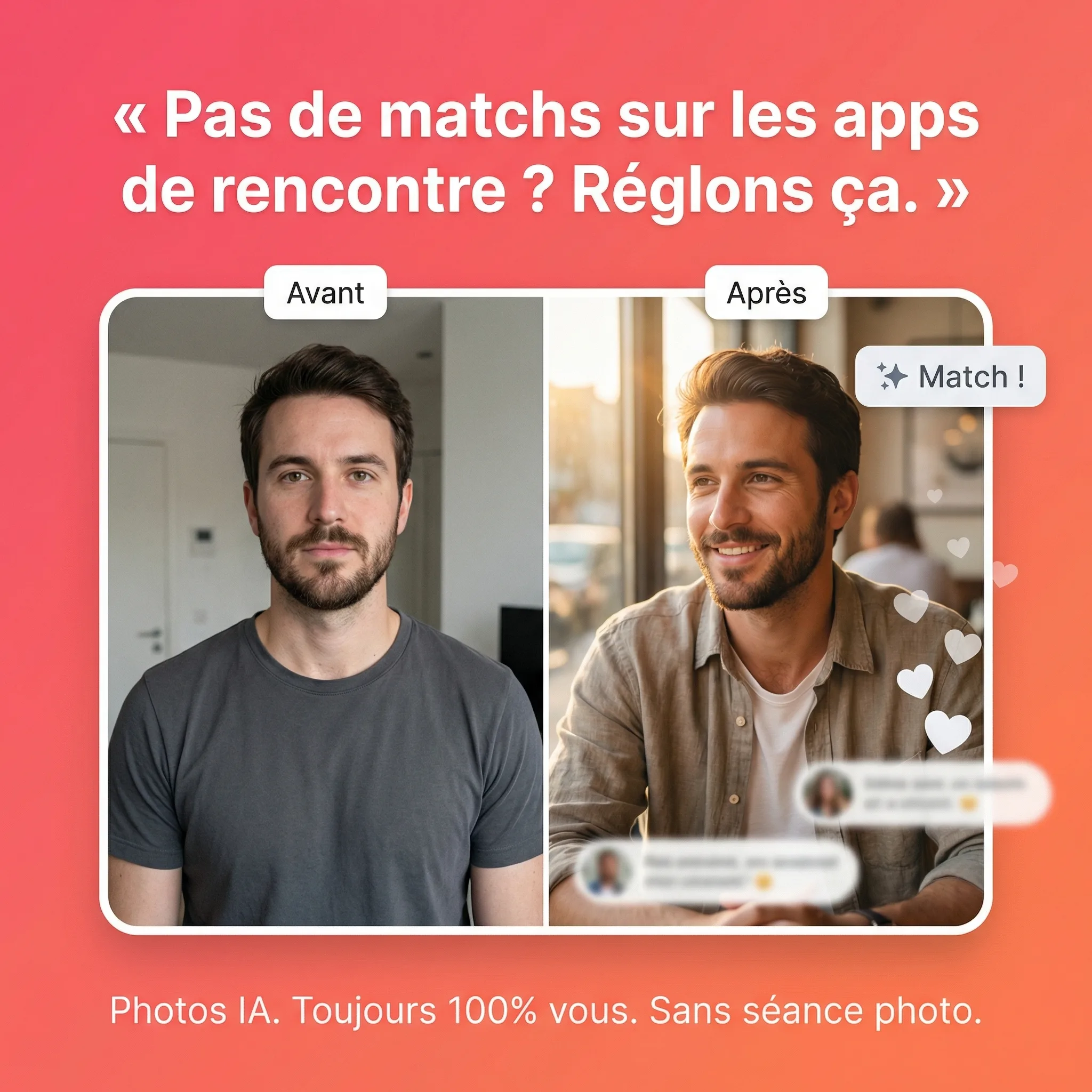 Avant : peu de likes, profil non optimisé