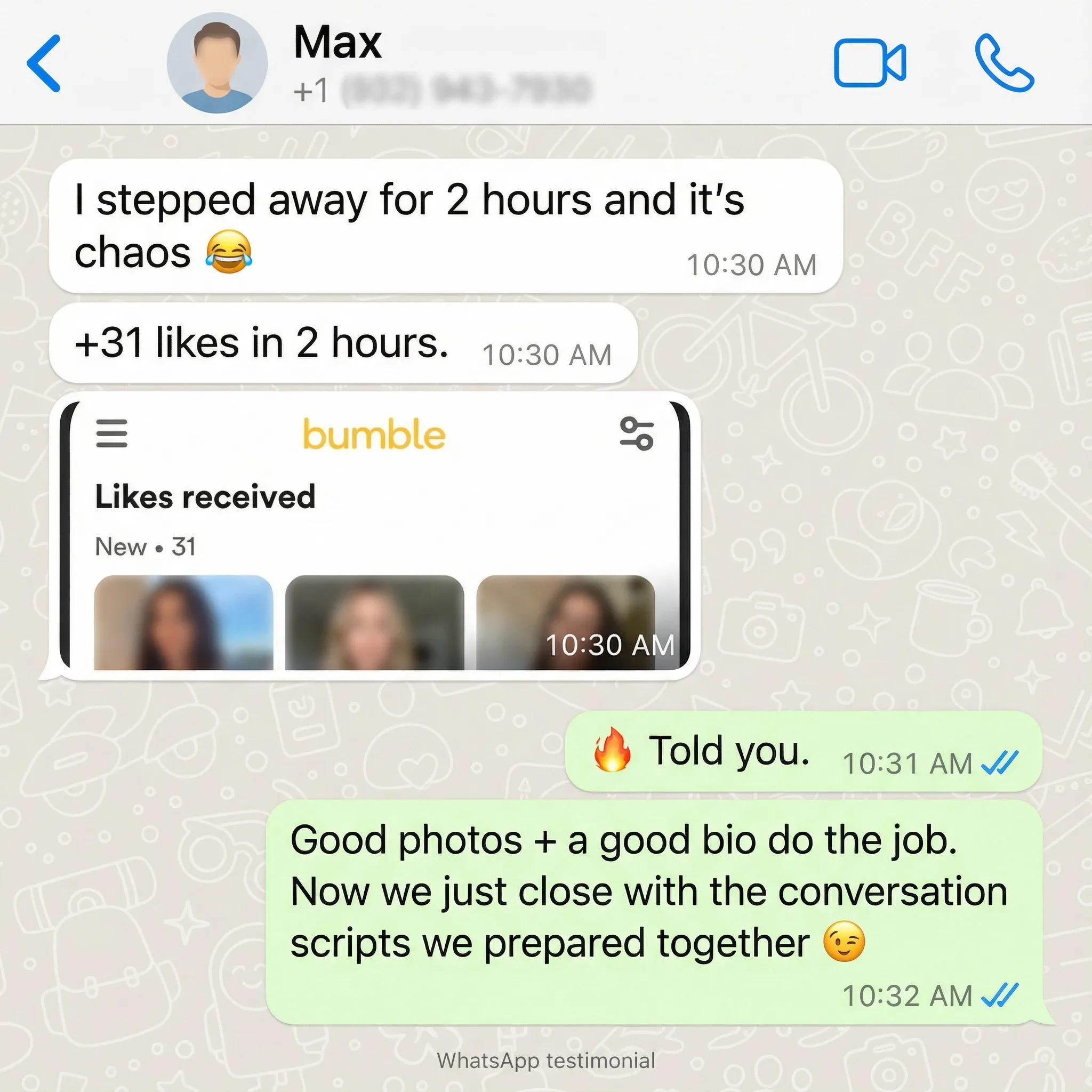 Coaching testimonial screenshot